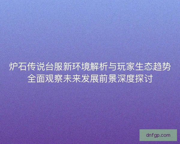 炉石传说台服新环境解析与玩家生态趋势全面观察未来发展前景深度探讨